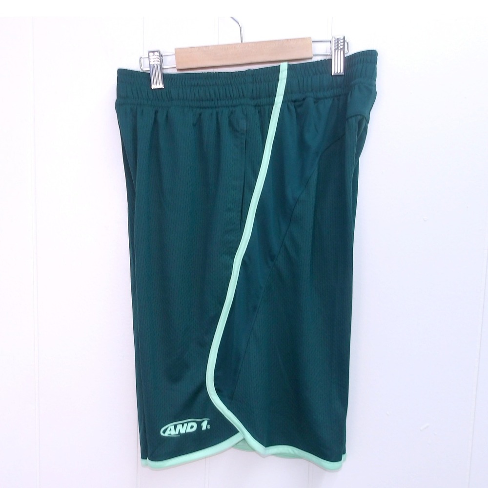 AND 1 Men's Green Basketball Shorts Athletic Training Gym Workout Sz S /#9204